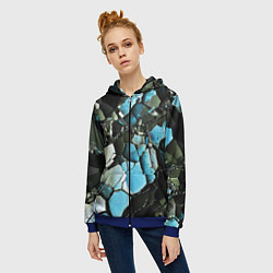 Толстовка на молнии женская Чёрно-синий камень, цвет: 3D-синий — фото 2