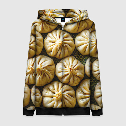 Женская толстовка на молнии Хинкали / 3D-Черный – фото 1