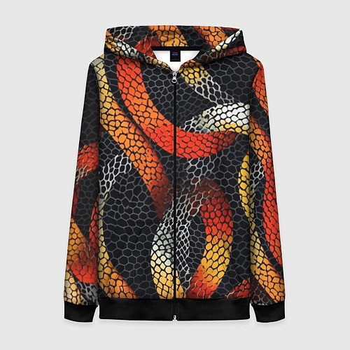 Женская толстовка на молнии В змеях / 3D-Черный – фото 1