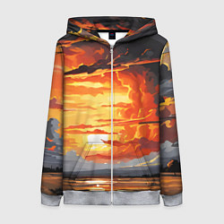 Толстовка на молнии женская Багровый закат, цвет: 3D-меланж