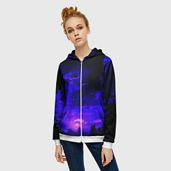 Толстовка на молнии женская Фиолетовый апокалиптический закат, цвет: 3D-белый — фото 2