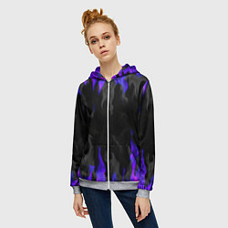 Толстовка на молнии женская Неоновый огонь и дым, цвет: 3D-меланж — фото 2