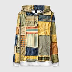 Толстовка на молнии женская Пэчворк в желтых оттенках, цвет: 3D-белый