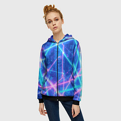 Толстовка на молнии женская Неоновые провода, цвет: 3D-черный — фото 2