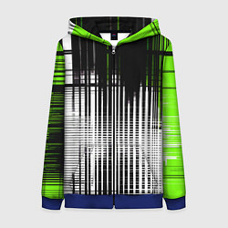 Толстовка на молнии женская Зелёно-чёрный гранж на белом фоне, цвет: 3D-синий