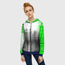 Толстовка на молнии женская Зелёно-чёрный гранж на белом фоне, цвет: 3D-синий — фото 2