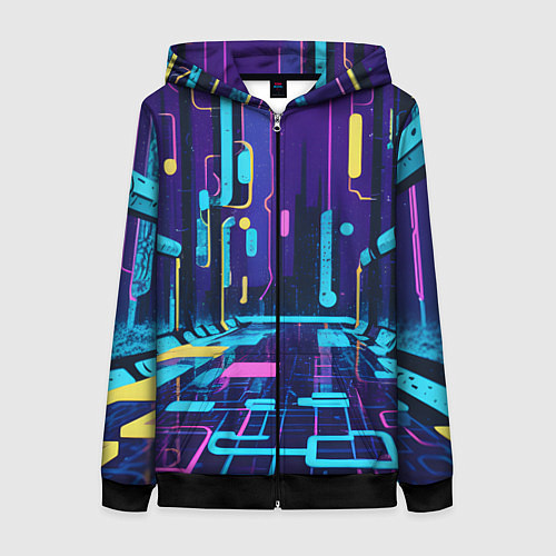 Женская толстовка на молнии Неоновый парк / 3D-Черный – фото 1