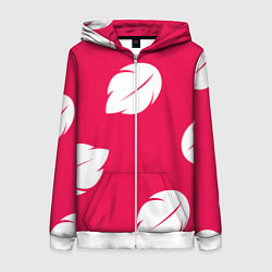 Толстовка на молнии женская Тестура платья Лило с листьями, цвет: 3D-белый