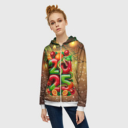 Толстовка на молнии женская Змеи к нам приходят, цвет: 3D-белый — фото 2