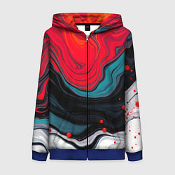 Толстовка на молнии женская Абстракция эбру, цвет: 3D-синий