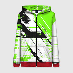 Женская толстовка на молнии Diagonal black and green stripes on a white backgr