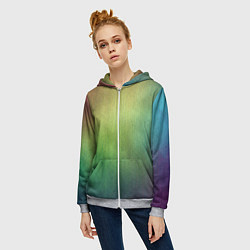 Толстовка на молнии женская Цветной металл с градиентом, цвет: 3D-меланж — фото 2
