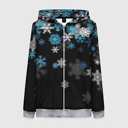 Толстовка на молнии женская Снежинки объемные, цвет: 3D-меланж