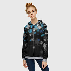 Толстовка на молнии женская Снежинки объемные, цвет: 3D-меланж — фото 2