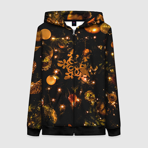 Женская толстовка на молнии Новогоднее украшение / 3D-Черный – фото 1