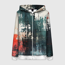 Толстовка на молнии женская Чёрно-красная ржавчина на белом фоне, цвет: 3D-белый