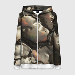 Толстовка на молнии женская Жидкая субстанция светло-коричневая, цвет: 3D-белый