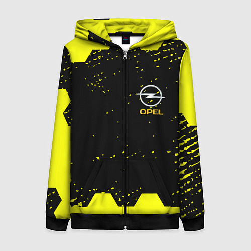 Женская толстовка на молнии Opel auto hexagon steel / 3D-Черный – фото 1