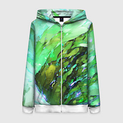 Толстовка на молнии женская Зелёная абстракция, цвет: 3D-белый