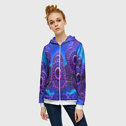 Толстовка на молнии женская Абстракция оптическая, цвет: 3D-белый — фото 2