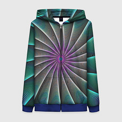 Толстовка на молнии женская Оптический узор неоновый, цвет: 3D-синий