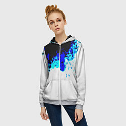 Толстовка на молнии женская Синяя кровь андроида, цвет: 3D-меланж — фото 2