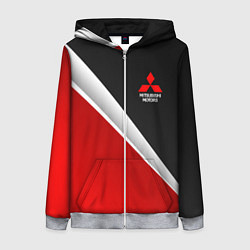 Толстовка на молнии женская Mitsubishi - черный и красный, цвет: 3D-меланж
