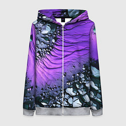 Толстовка на молнии женская Камни и фиолетовая земля, цвет: 3D-меланж