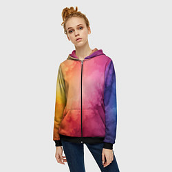 Толстовка на молнии женская Облака краски, цвет: 3D-черный — фото 2