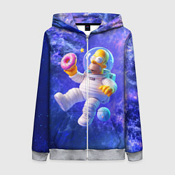 Толстовка на молнии женская Homer Simpson is a brave astronaut, цвет: 3D-меланж