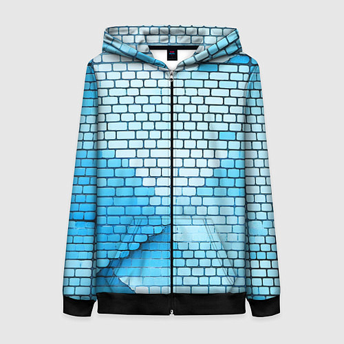Женская толстовка на молнии Синие кирпичики / 3D-Черный – фото 1