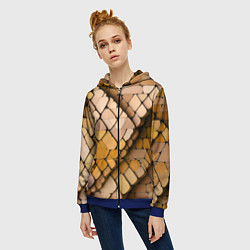 Толстовка на молнии женская Жёлтые рельефные плитки, цвет: 3D-синий — фото 2