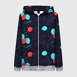 Женская толстовка на молнии Воздушные шары для праздника