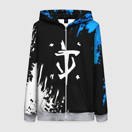 Женская толстовка на молнии Doom краски лого текстура / 3D-Меланж – фото 1