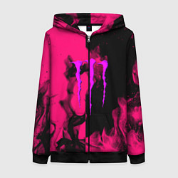 Толстовка на молнии женская Monster energy fire pink, цвет: 3D-черный