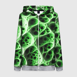 Толстовка на молнии женская Зелёная пористая структура, цвет: 3D-меланж