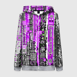 Женская толстовка на молнии Киберпанк паттерн фиолетовый