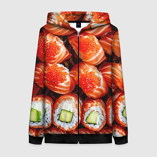 Женская толстовка на молнии Филадельфия с красной икрой / 3D-Черный – фото 1