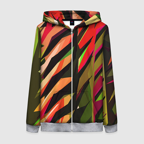 Женская толстовка на молнии Красно-чёрная абстракция / 3D-Меланж – фото 1