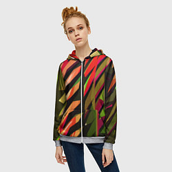 Толстовка на молнии женская Красно-чёрная абстракция, цвет: 3D-меланж — фото 2