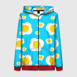 Женская толстовка на молнии Яичница голубая