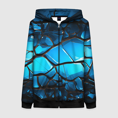 Женская толстовка на молнии Синяя текстура объемных плит / 3D-Черный – фото 1