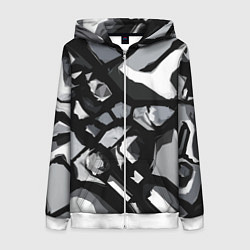 Женская толстовка на молнии Чёрно-серая абстракция
