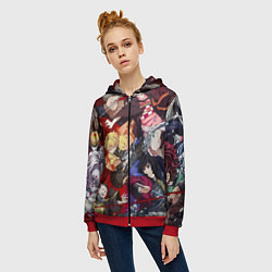 Толстовка на молнии женская Клинок, рассекающий демонов аниме, цвет: 3D-красный — фото 2