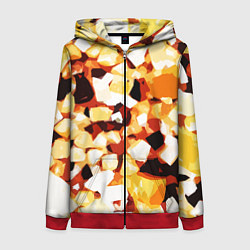 Женская толстовка на молнии Жёлто-белая абстракция на чёрном фоне