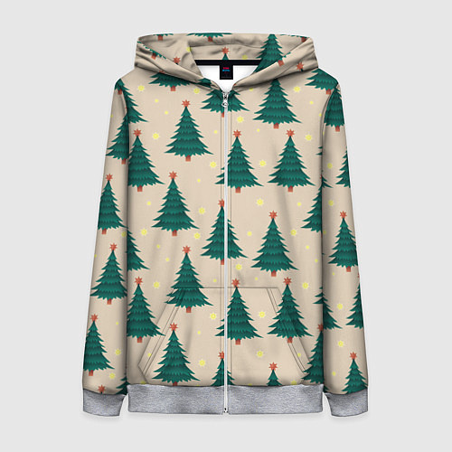 Женская толстовка на молнии Новогодняя ель / 3D-Меланж – фото 1
