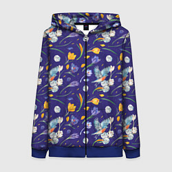 Женская толстовка на молнии Зяблик и крокусы