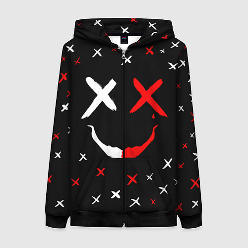 Женская толстовка на молнии Smile face / 3D-Черный – фото 1