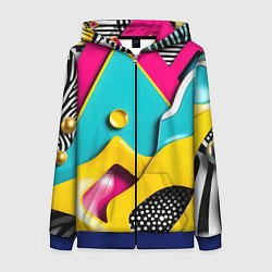 Толстовка на молнии женская Праздничная абстракция, цвет: 3D-синий