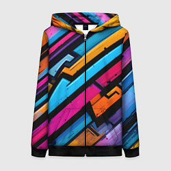 Толстовка на молнии женская Абстракция с граффити, цвет: 3D-черный